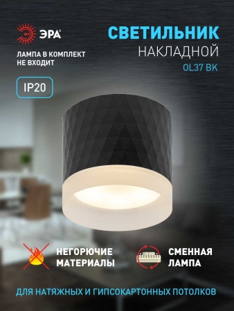 Настенно-потолочный светильник ЭРА OL37 BK Б0056384