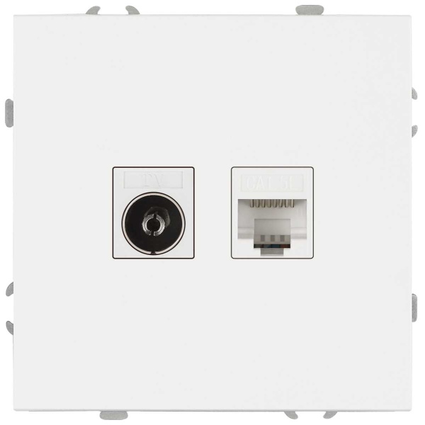 Розетка ЭРА Galaxy 15-3110-01 комбинированная RJ45+TV IP20 белый Б0070776