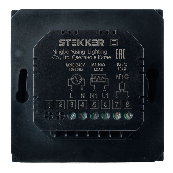 Терморегулятор Wi-Fi (механизм), Stekker, 250В, 3500Вт Эмили, RSW00-5119-05, черный уголь, soft touch 50377