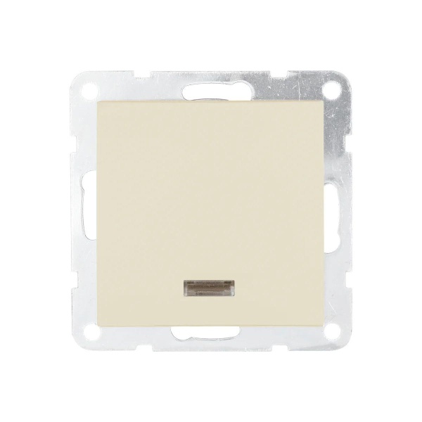 Переключатель одноклавишный LK Studio LK80 c подсветкой бежевый матовый 840402-1