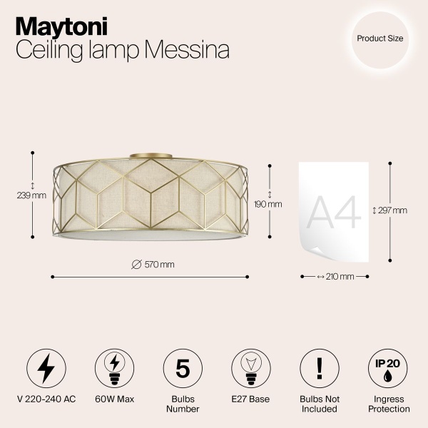 Потолочный светильник Maytoni Messina H223-PL-05-G