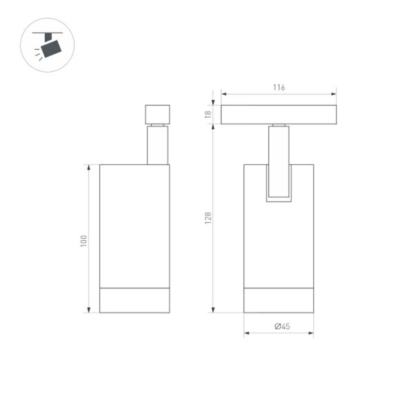 Трековый светодиодный светильник для магнитного шинопровода Arlight Mag-Orient-Spot-R45-12W Warm3000 035874