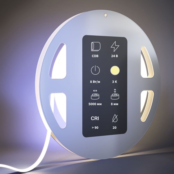 Светодиодная лента Maytoni 8W/m 320LED/m COB теплый белый 5M 201071