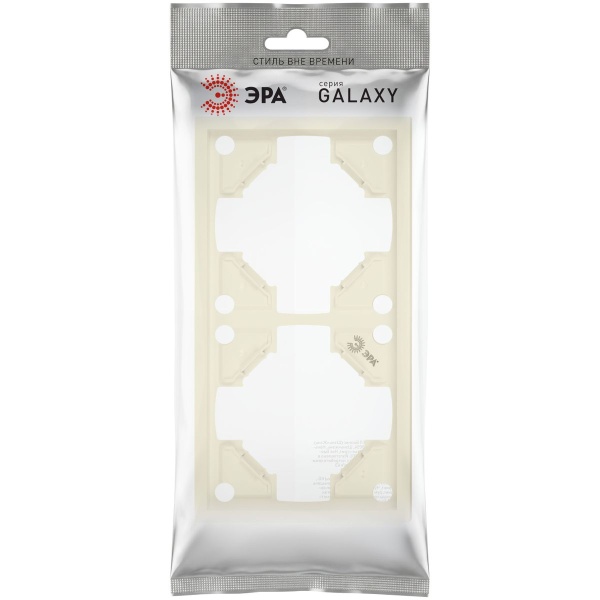 Рамка для розеток и выключателей ЭРА Galaxy 15-5002-02 на 2 поста слоновая кость Б0070845