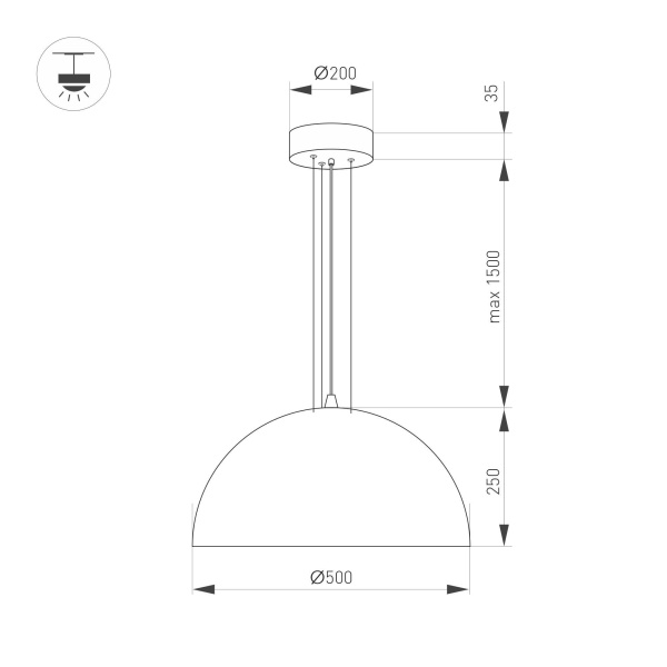 Подвесной светодиодный светильник Arlight SP-RESTO-HANG-R500-30W Warm3000 039697