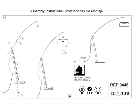 Торшер Mantra Ruti Ricca 9446+9448