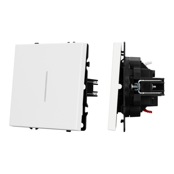 Механизм выключателя одноклавишный проходной LED SWT-NOBE-MKP1-SFPL-L-WH (230V, 10A) Arlight 054236