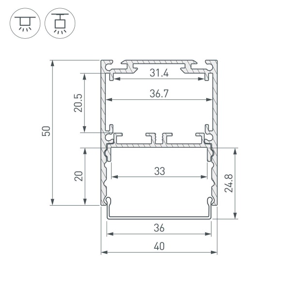 Профиль Arlight SL-Line-4050-3L-2000 Anod Black 044670