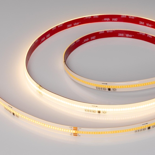 Светодиодная лента герметичная Arlight 7W/m 378LED/m CSPSMD теплый белый 5М SPI-COB-SE-X378-12mm 24V 041740