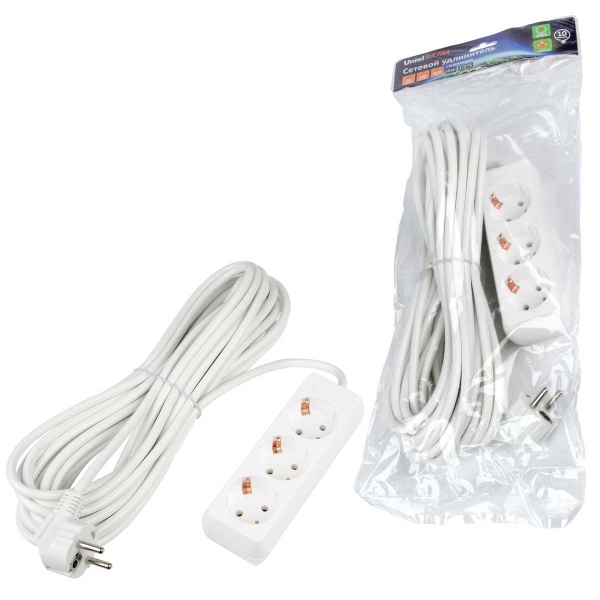 Удлинитель Uniel Ultra 3гн х 10м с/з S-GCU3-10 White UL-00010004
