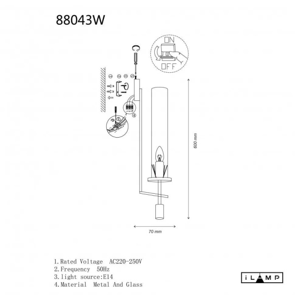 Бра iLamp Thor 88043W BR