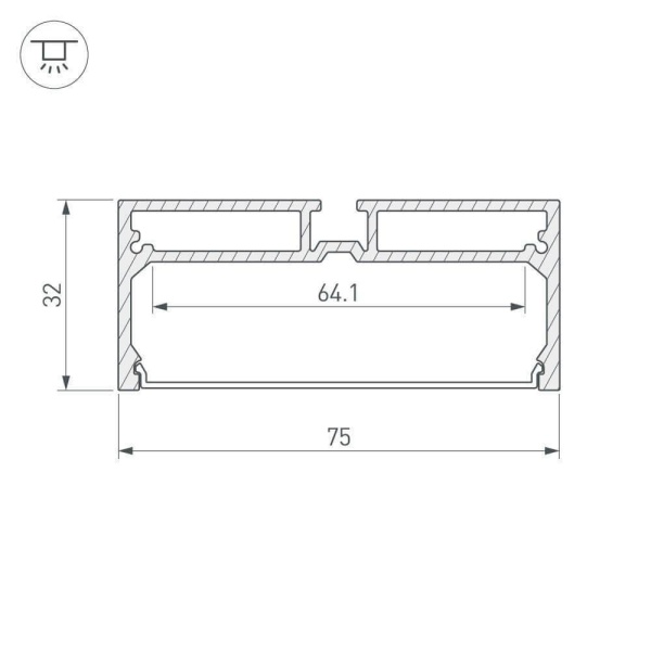 Профиль с рассеивателем Arlight SL-LINE-7532-2000 ANOD 028033