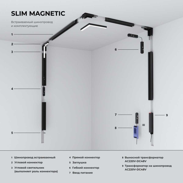 Коннектор L-образный Elektrostandard Slim Magnetic 85214/00 a067508