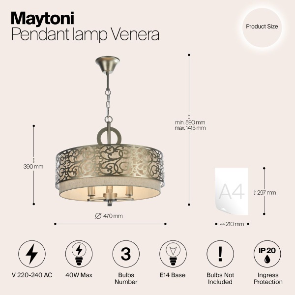 Подвесная люстра Maytoni Venera H260-03-N