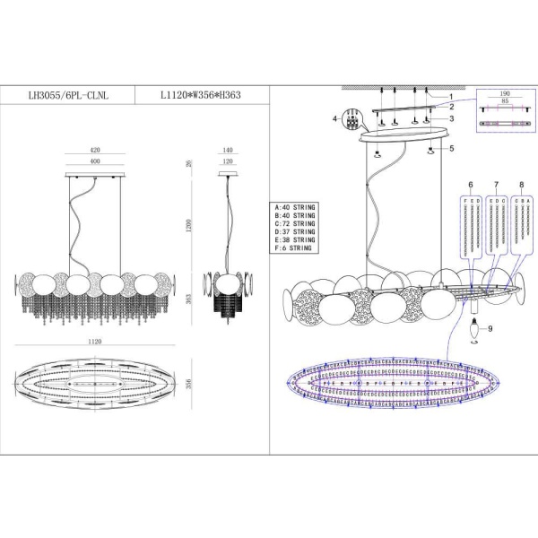 Подвесная люстра Lumien Hall Tesiya LH3055/6PL-CLNL