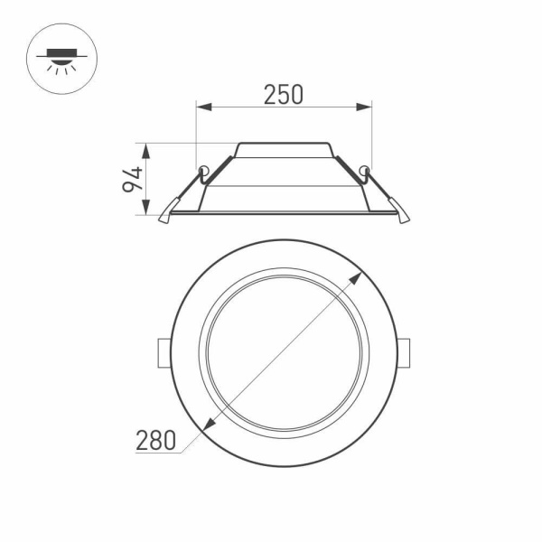 Встраиваемый светодиодный светильник Arlight IM-Cyclone-R280-40W White6000 022526(2)