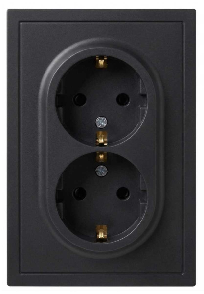 Розетка ЭРА Galaxy 15-2105-05 с заземлением двойная 2X2P+E Schuko со шторками IP20 16А-250В антрацит Б0070705