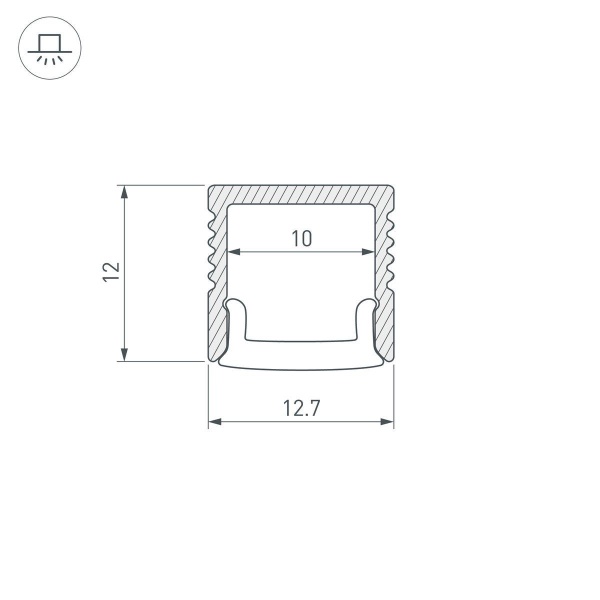 Профиль встраиваемый Arlight Fantom-Bent-W12-Side-2000 Anod 040326(1)