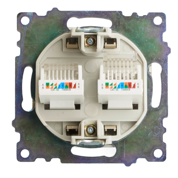 Розетка компьютерная 2-местная RJ-45 (механизм) Stekker GLS00-7109-08 Катрин, золото 50009