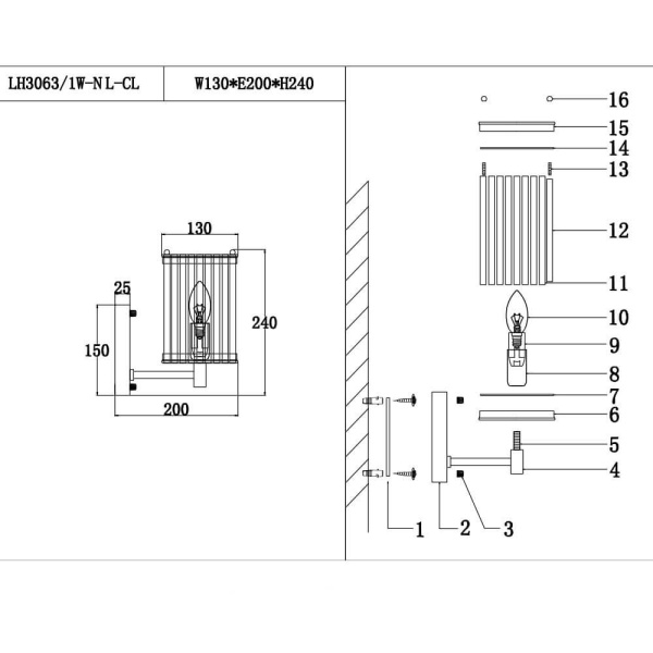 Бра Lumien Hall Krejne LH3063/1W-NL-CL