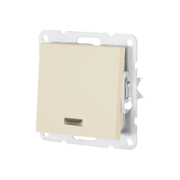 Переключатель одноклавишный LK Studio LK80 c подсветкой бежевый матовый 840402-1