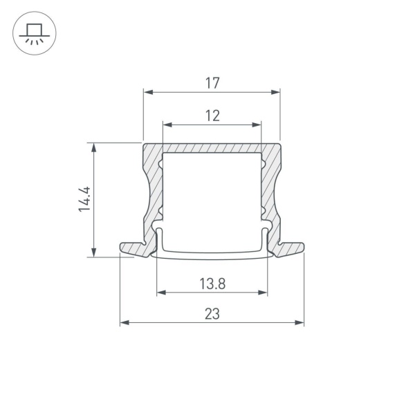 Встраиваемый профиль ARH-LINE-2315-F-2000 ANOD GOLD 039991