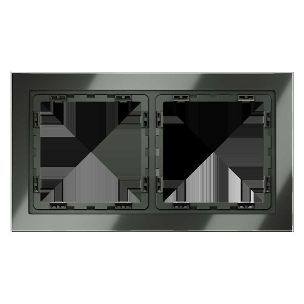Рамка стеклянная Voltum S70 на 2 поста, (титан, стекло) VLS110206