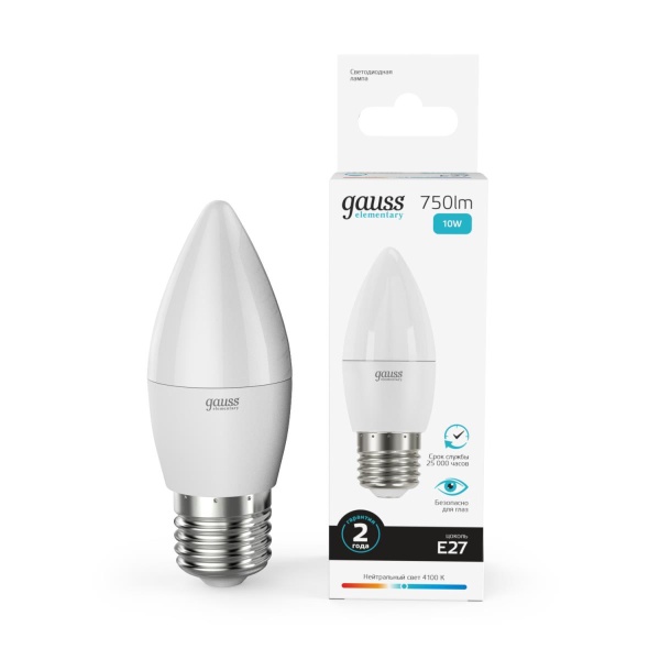 Лампа светодиодная Gauss E27 10W 4100K матовая 30220