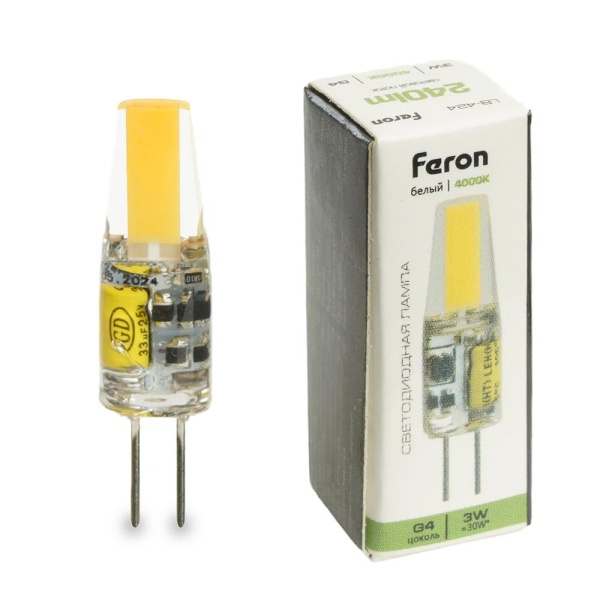 Лампа светодиодная Feron LB-424 G4 3W 12V 4000K 51171