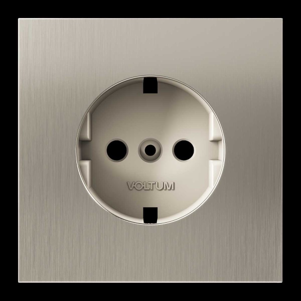 Накладка для розетки с заземлением, S70 Metal (никель) Voltum VLSM000611