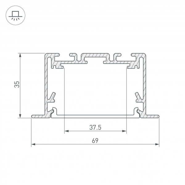 Профиль Arlight S2-Linia69-F-2500 Seamless Anod 029470