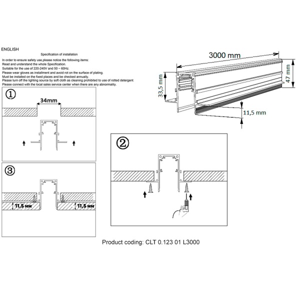 Шинопровод магнитный Crystal Lux CLT 0.123 01 L3000 WH