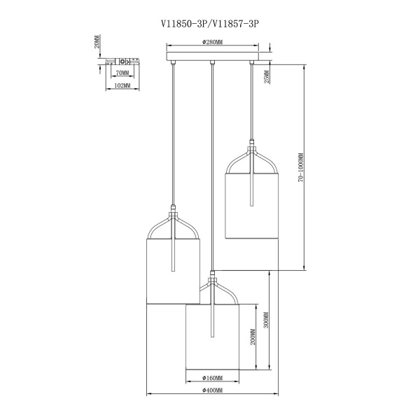 Подвесной светильник Moderli Inari V11850-3P