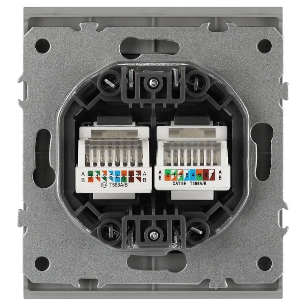 Розетка ЭРА Arktik 16-3108-03 информационная двойная 2XRJ45 алюминий Б0070486