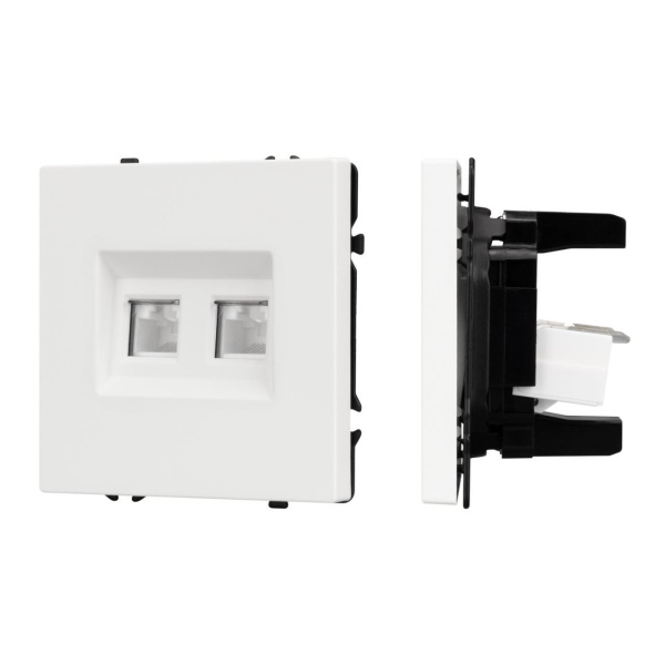 Механизм сдвоенной компьютерной розетки Arlight SCT-NOBE-MPC2-SFPL-WH (RJ-45, CAT6) 054312