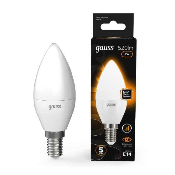 Лампа светодиодная Gauss E14 6.5W 3000К матовая 103101107