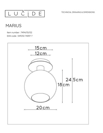 Потолочный светильник Lucide Marius 74114/01/02