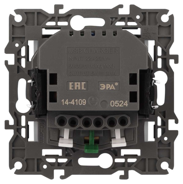 Розетка ЭРА Elegance 14-4109-01М 2P+E 16A-250В штор. с 2xUSB 5В-3А белый матовый Б0065773