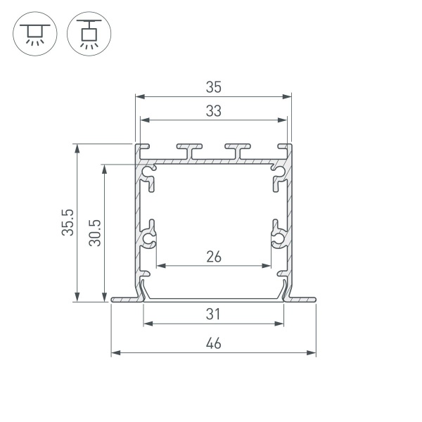 Профиль встраиваемый Arlight Linia49-F-S-3000 Anod 041872