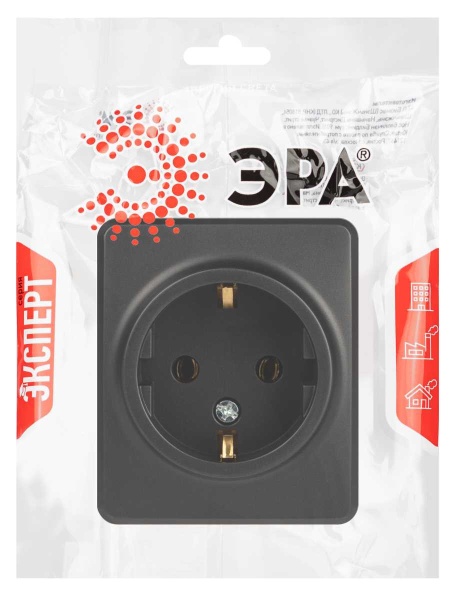 Розетка ЭРА Эксперт 11-2203-05 2P+E Schuko IP20 16A-250В ОУ антрацит Б0063008