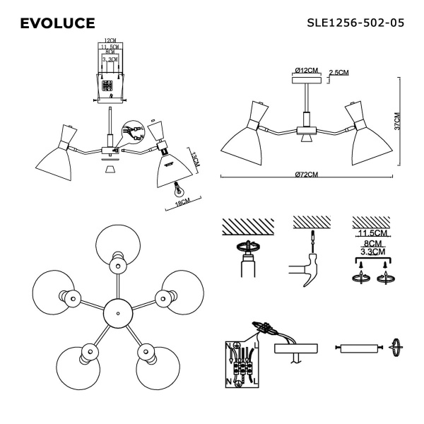 Потолочная люстра Evoluce Vista SLE1256-502-05