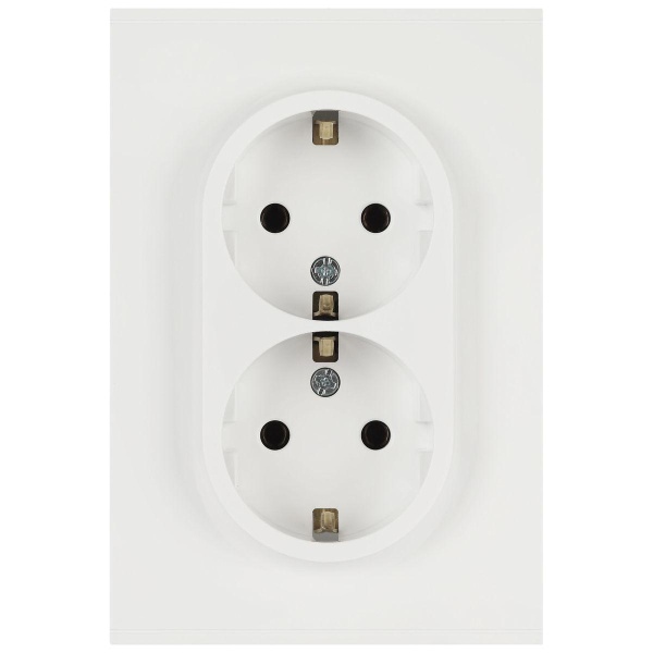 Розетка ЭРА Arktik 16-2105-08 двойная с заземлением 2X2P+E Schuko со шторками 16А-250В белый матовый Б0070461