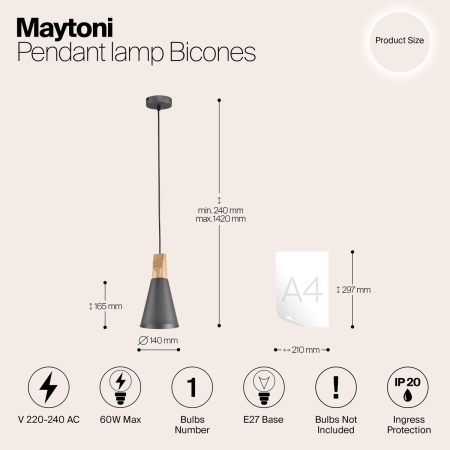 Подвесной светильник Maytoni Bicones P359-PL-140-C