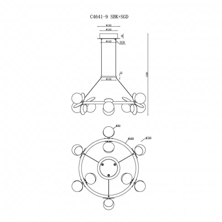 Подвесная светодиодная люстра iLedex Savage C4641-9 MBK+SGD