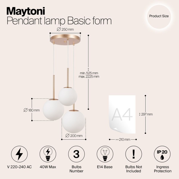 Подвесной светильник Maytoni Basic form MOD321PL-03G1