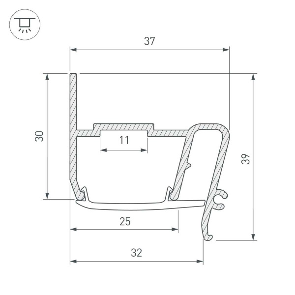 Профиль Arlight Stretch-S-30-Wall-Side-2000 040702