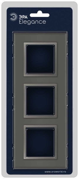 Рамка для розеток и выключателей ЭРА Elegance 14-5103-16 на 3 поста, стекло, титан Б0065837
