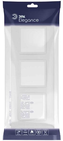 Рамка для розеток и выключателей ЭРА Elegance 14-5013-01М Classic, на 3 поста, белый матовый Б0065826
