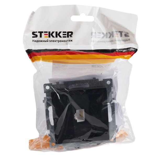 Розетка компьютерная RJ-45 Stekker Катрин черный GLS00-7107-05 39613