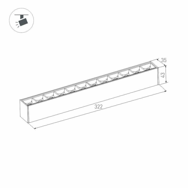Трековый светодиодный светильник для магнитного шинопровода Arlight Mag-Laser-45-L320-12W Warm3000 026939